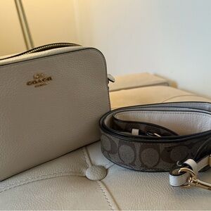 Coach Cream and Brown Crossbody Bag